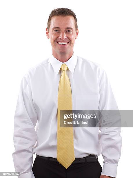 portrait of businessman smiling at camera - necktie stock pictures, royalty-free photos & images
