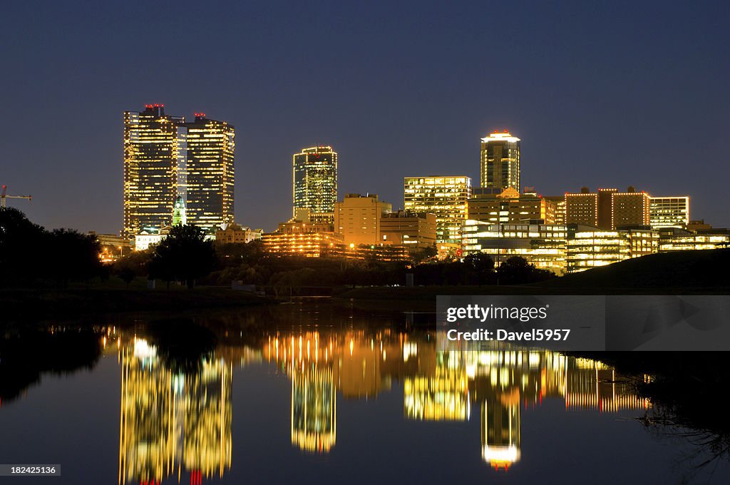 Fort Worth Downtown evening skyline