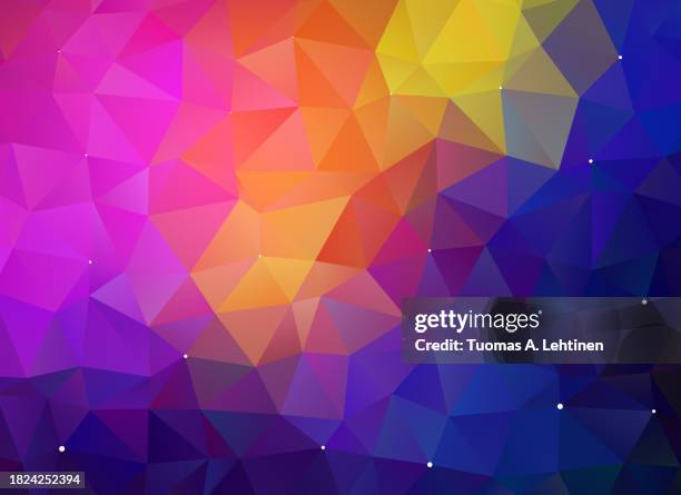 colorful, vibrant and futuristic rainbow colored polygon vector pattern background with color gradient. - triangle shape vector stock pictures, royalty-free photos & images