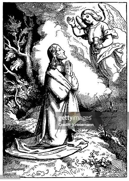 gethsemane - praying outside stock illustrations