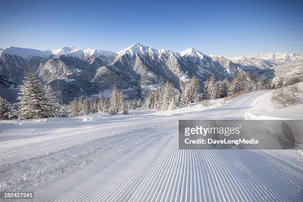 área de esquí alpino - pista de esquí fotografías e imágenes de stock
