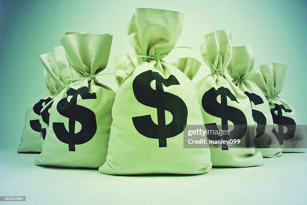 Green money bags