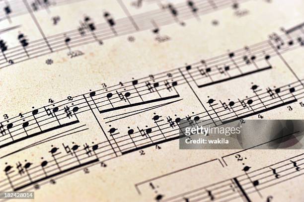 piano notes sheet music - klaviernoten - sheet music stock pictures, royalty-free photos & images