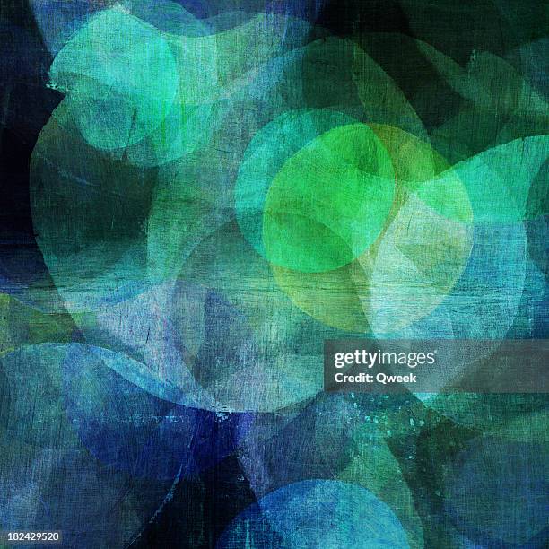painted blue and green circles - oil paint stock pictures, royalty-free photos & images