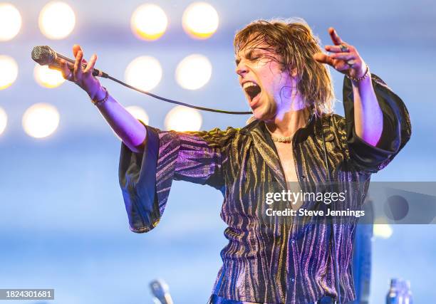 Luke Spiller of The Struts performs at The Fillmore on November 30, 2023 in San Francisco, California.