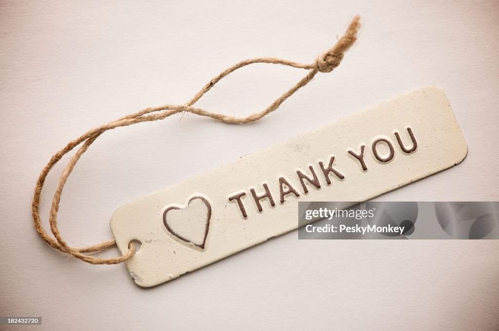 Old Fashioned Rustic Thank You Tag Message With Heart