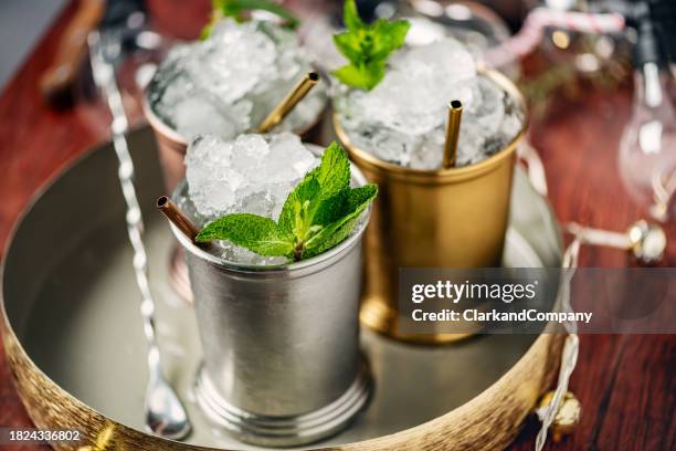 mint julep cocktail - mint julep stock pictures, royalty-free photos & images