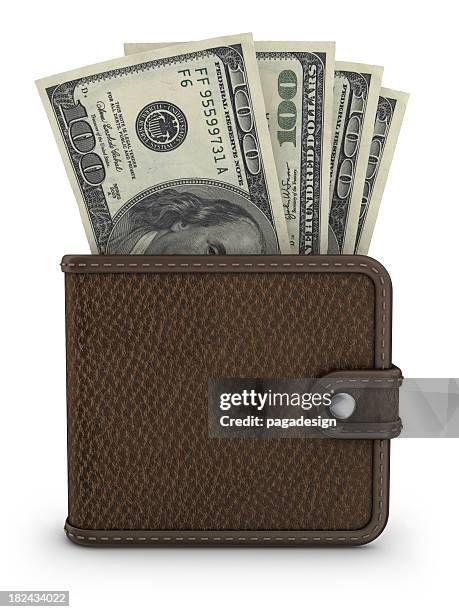 wallet with dollars - wallet stockfoto's en -beelden