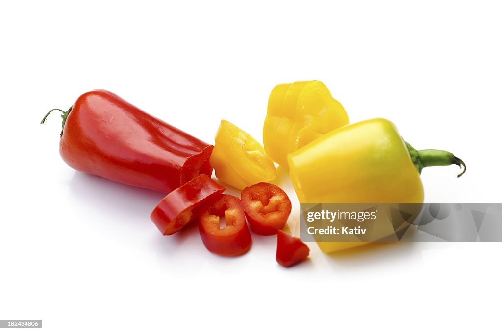 Sliced Red and Yellow Peppers
