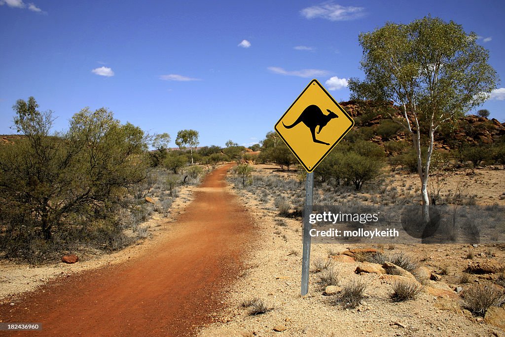 Kangaroo señal en el Outback