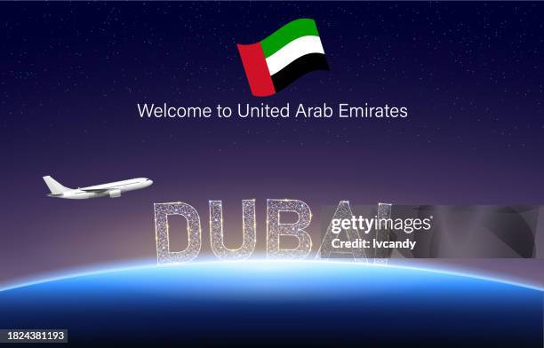 welcome to dubai of the united arab emirates - dubai building stock illustrations