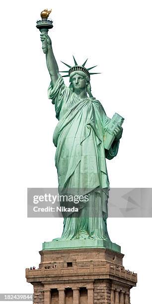 statue of liberty new york city - statue stock-fotos und bilder