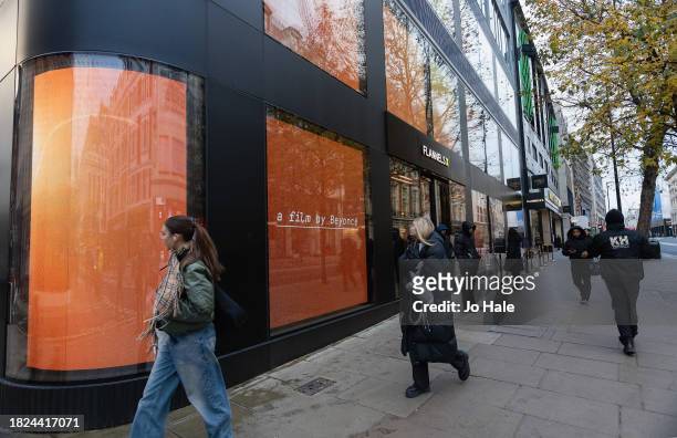 An outside view of the Beyoncé Exclusive Renaissance Flagship Store, Oxford Street on December 1, 2023 in London, England.