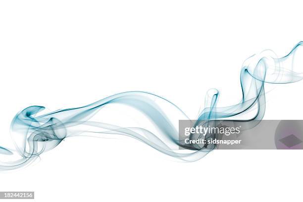 loose swirly blue banner - blue smoke stock pictures, royalty-free photos & images