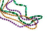 Set of colorful beads over a white background