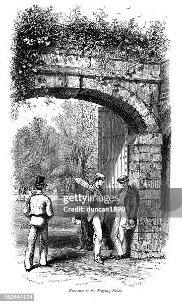 eton college - entrance to the playing fields - eton college stock illustrations