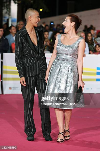 Rosalinda Celentano and Simona Borioni attend the Fiction Fest 2013 opening night at Auditorium Parco Della Mosica on September 29, 2013 in Rome,...