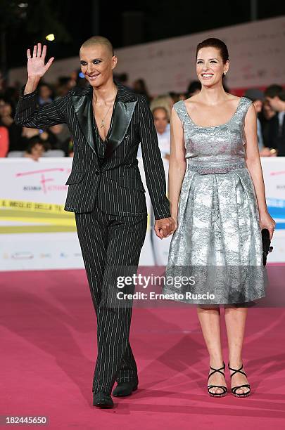 Rosalinda Celentano and Simona Borioni attend the Fiction Fest 2013 opening night at Auditorium Parco Della Mosica on September 29, 2013 in Rome,...