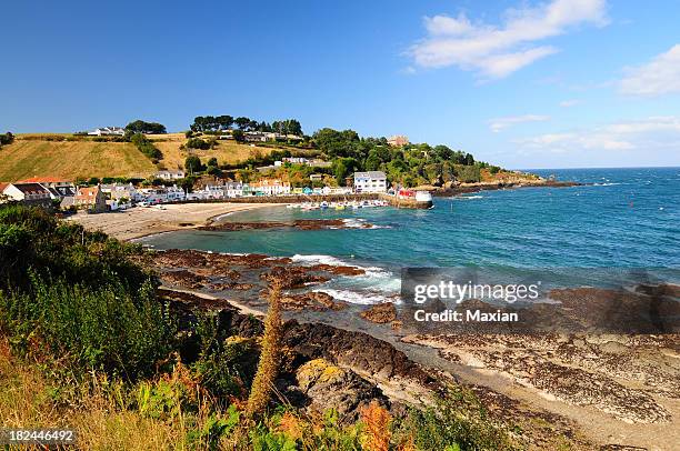 rozel harbour - jersey channel islands stock pictures, royalty-free photos & images