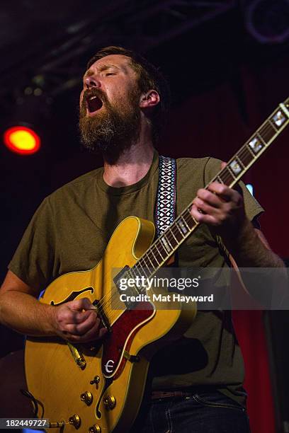 Singer and guitarist Matt Pelham of the Features performs during an EndSession hosted by 107.7 The End at the J&M Cafe on September 29, 2013 in...