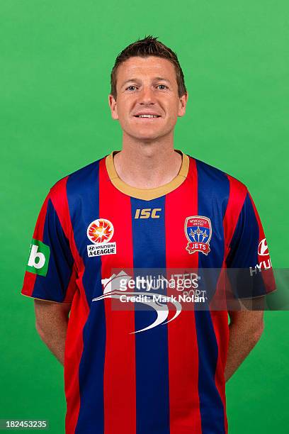 Michael Bridges poses during the 2013/14 Newcastle Jets Headshots Session at Fox Studios on September 13, 2013 in Sydney, Australia.