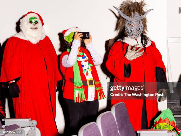 December 2nd: Mikey Ortiz,Sonya Pacheco, Isaac Pacheco, Isabella Pacheco waiting to get their photo with Krampus at Terror Traders A Christmas to...