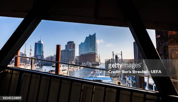 General view of the Elbphilharmonie prior to the UEFA EURO 2024 Final Tournament Draw at Elbphilharmonie on December 01, 2023 in Hamburg, Germany.