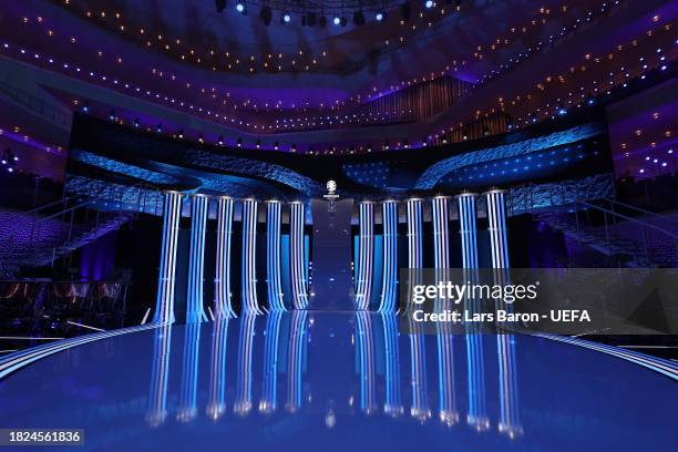 The main stage of the Elbphilharmonie is seen ahead of the UEFA EURO 2024 Final Tournament Draw at Elbphilharmonie on December 01, 2023 in Hamburg,...