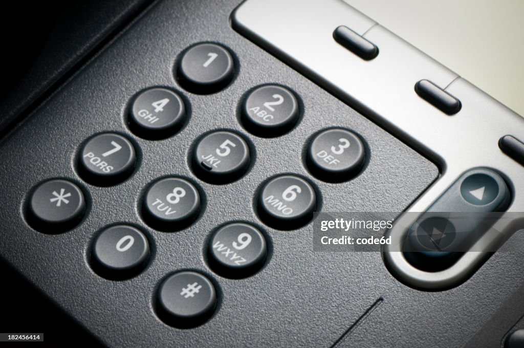 Digital VoIP conference phone, keypad close-up