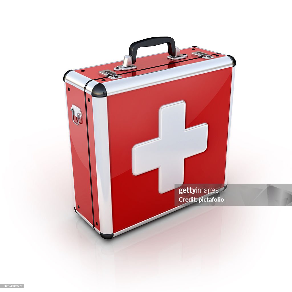 Red first aid suitcase