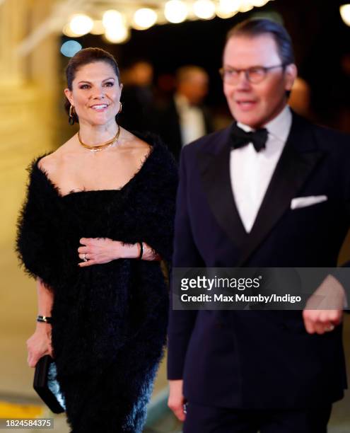 Crown Princess Victoria of Sweden and Prince Daniel of Sweden attend the Royal Variety Performance 2023 at the Royal Albert Hall on November 30, 2023...