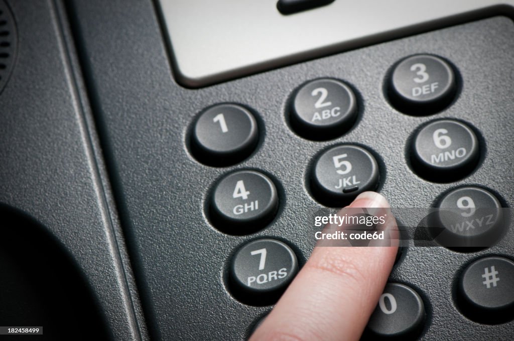 Digital Voip Conference Phone Keypad Closeup Finger Dialing High-Res ...