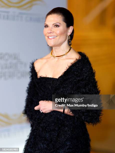 Crown Princess Victoria of Sweden attends the Royal Variety Performance 2023 at the Royal Albert Hall on November 30, 2023 in London, England.
