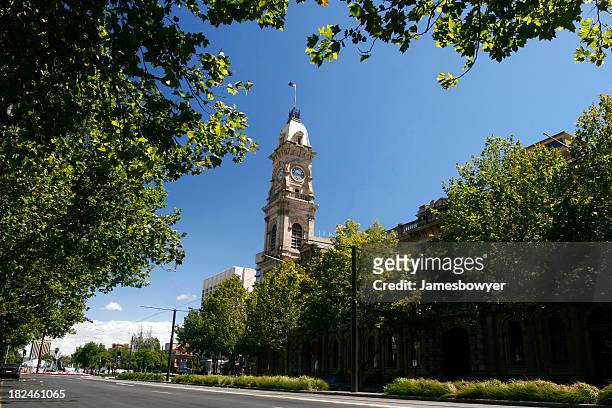 town hall clock - adelaide stockfoto's en -beelden
