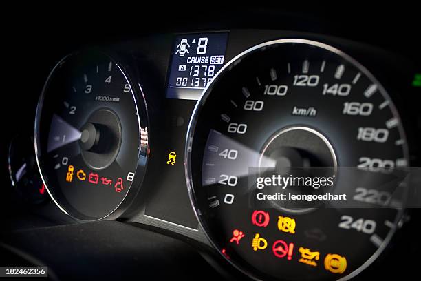 speedometer and tachometer - mileometer stock pictures, royalty-free photos & images