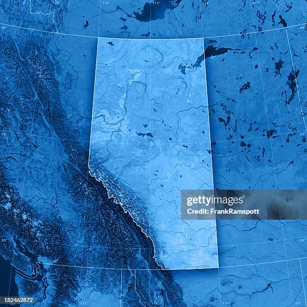 alberta mappa topografica - alberta foto e immagini stock