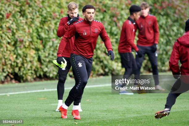 Che Adams during a Southampton FC training session at the Staplewood Campus on December 01, 2023 in Southampton, England.