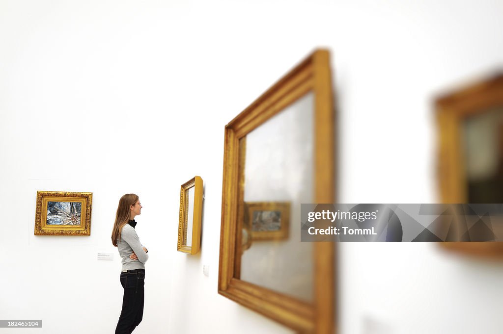 Woman in a museum