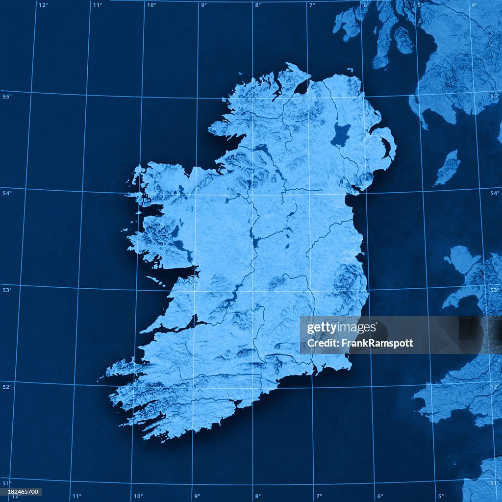 Ireland Topographic mapa