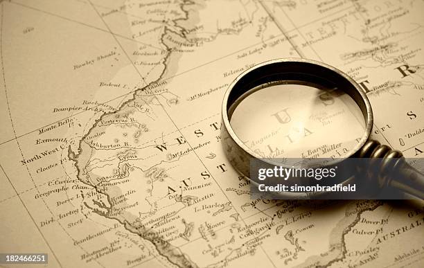 vintage map of western australia - wa stock pictures, royalty-free photos & images