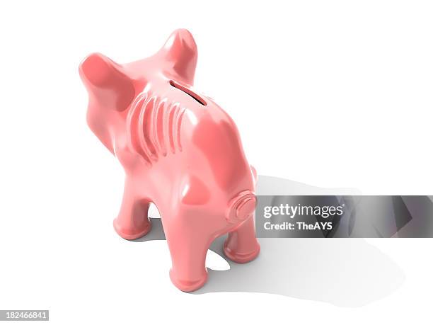thin piggy bank - starving piggy bank stock pictures, royalty-free photos & images