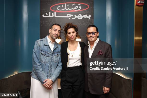 Of the Red Sea International Film Festival, Mohammed Al Turki, Maïwenn and Johnny Depp attend the screening of "Jeanne Du Barry" during the Red Sea...