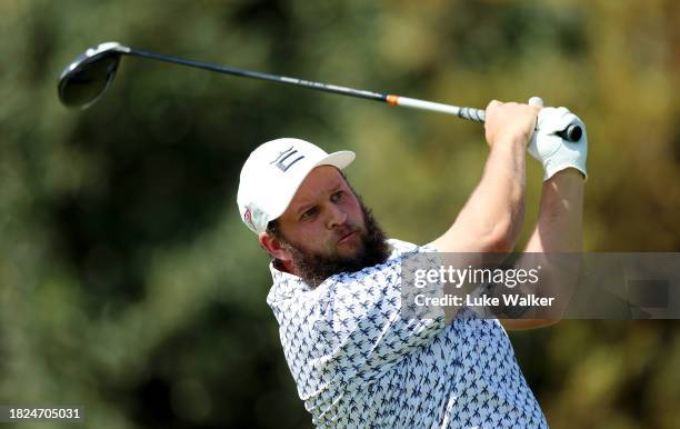 Andrew Johnston of England tees off on the 18th hole during day two of the Investec South African Open Championship at Blair Atholl Golf & Equestrian...