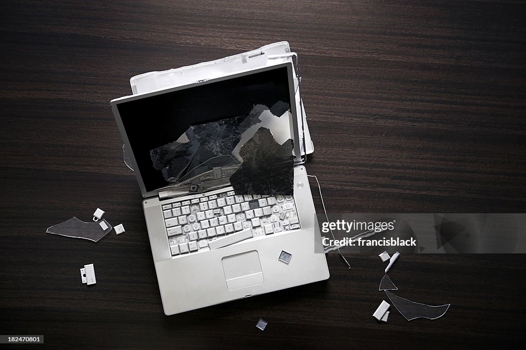 Smashed laptop