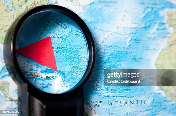 bermuda triangle investigation - triangle shape stock pictures, royalty-free photos & images