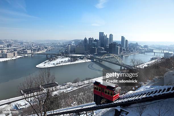 hazy winter morning in pittsburgh, pennsylvania - pittsburgh stock pictures, royalty-free photos & images