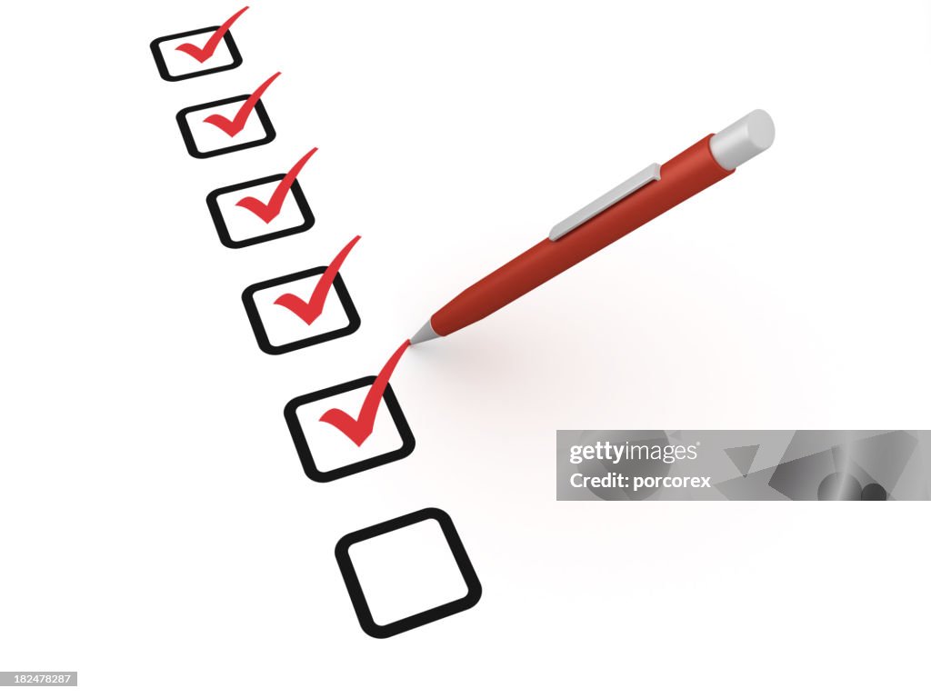 Check Box Checked Off A Red Pen Ticking Off Check Boxes High-Res Stock Photo - Getty Images