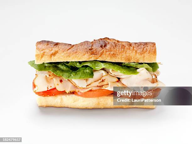 turquia a sanduíche num cacete - submarine sandwich imagens e fotografias de stock