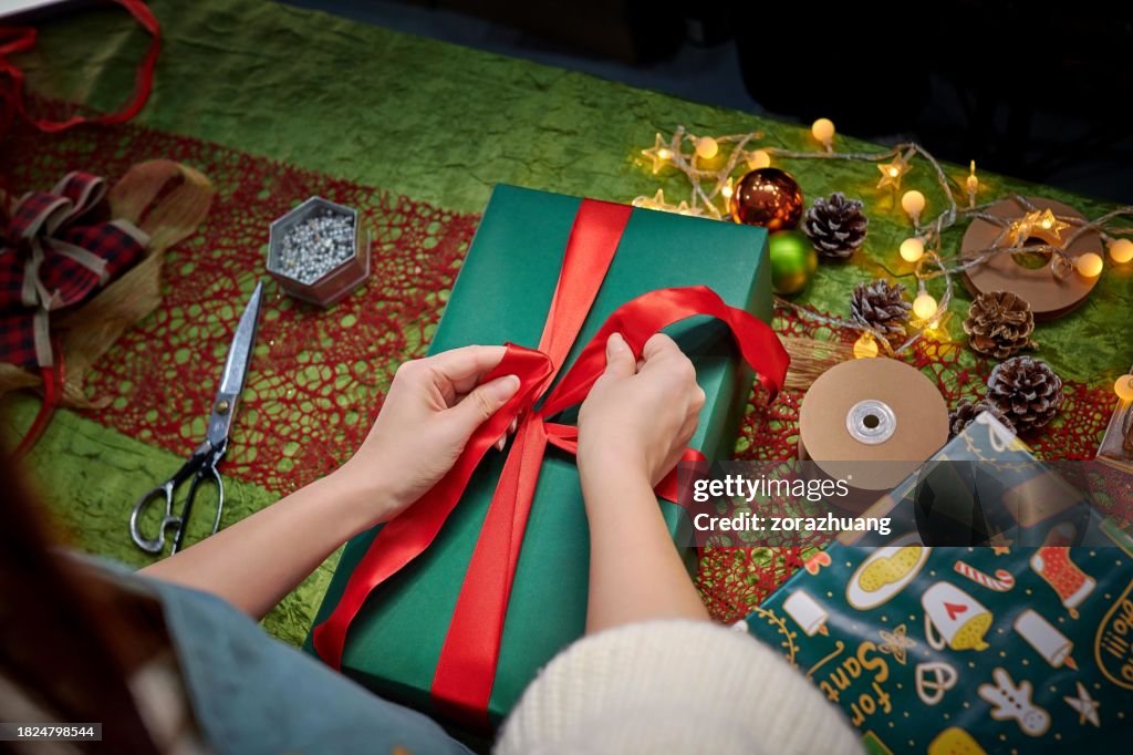 Wrapping Christmas Gift Box