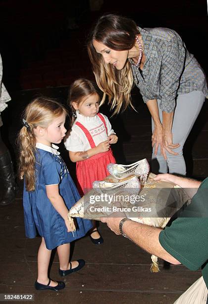 Marion Loretta Elwell Broderick, Tabitha Hodge Broderick and mother Sarah Jessica Parker backstage at "Rodgers & Hammerstein's Cinderella" on...